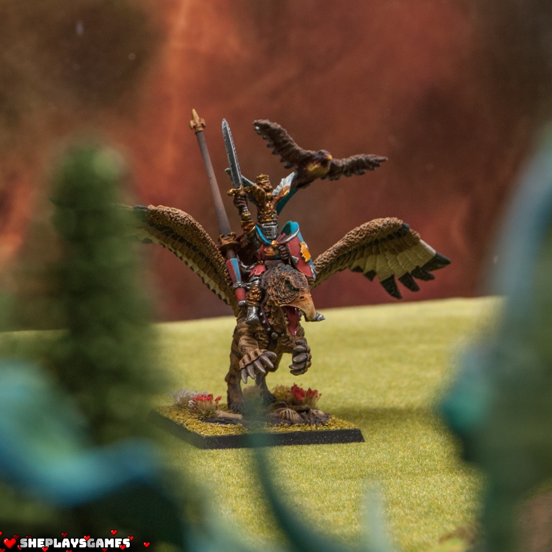 Lord Berengier guarding the right flank of the Bretonnian forces saw through Exalted Champion of Tzeentch`s plan.